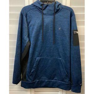 Spyder Active Mens Blue Hooded Sweatshirt Medium 100% Polyester Pullover With Ka